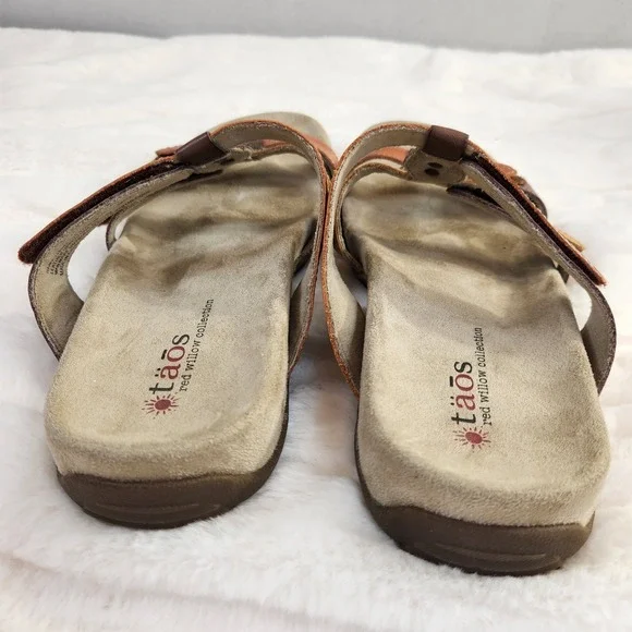 Taos Ramy Willow Leather Sandals Womens 8 EU 39 Brown Red Casual Slide Shoe - Picture 11 of 14